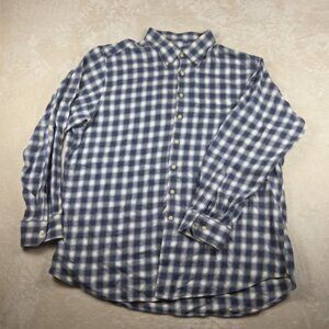 Scott Barber Flannel Button‑Down Shirt XL 100% Cotton Plaid Blue Yellow